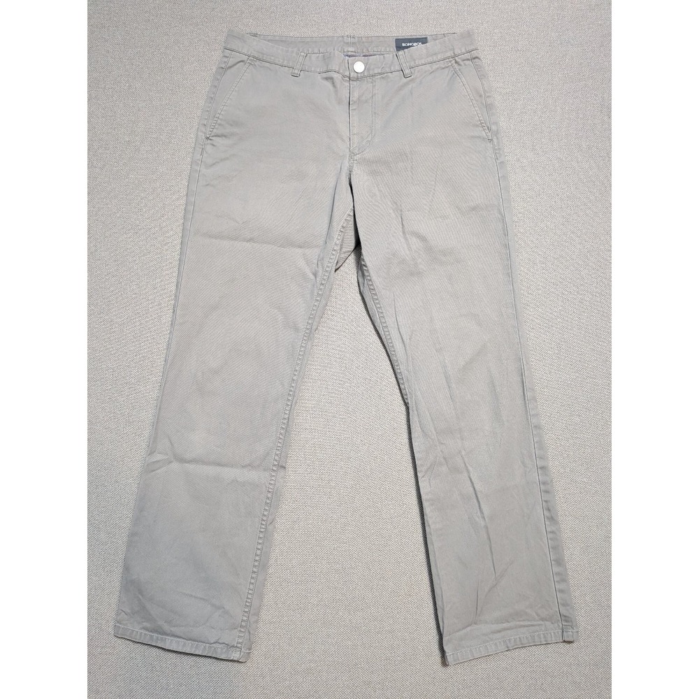 BONOBOS Mens Pants Gray / Tan 33x30 Straight Leg Chino Breathable Pockets 100% - Picture 2 of 8